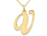 10K Yellow Gold Fancy Script Initial -V- Pendant Necklace Charm with Chain